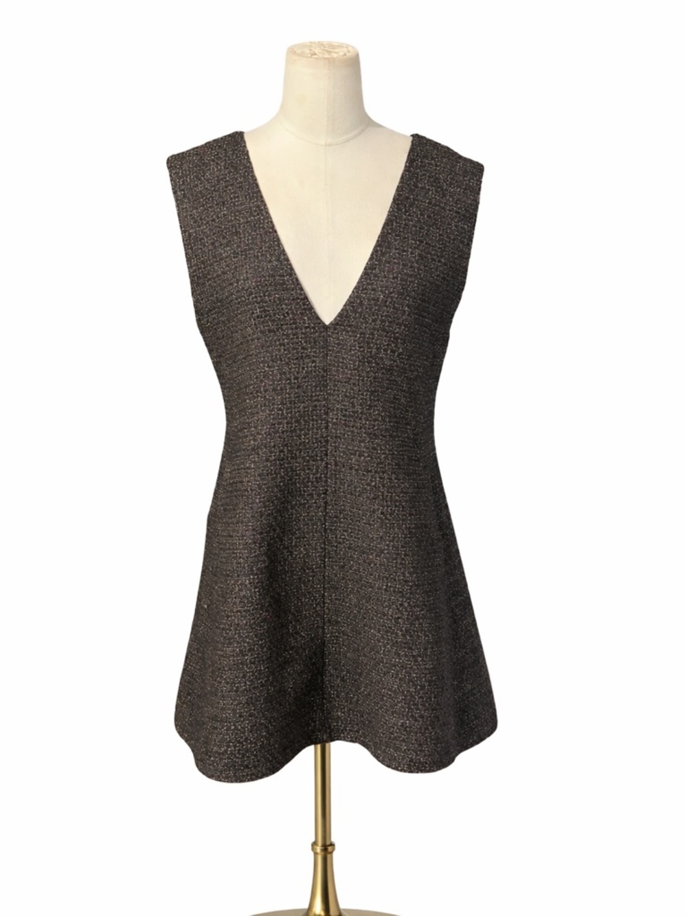 APUWEISER - RICHE Japan Size 2 Metallic Tweed Sleeveless V-Neck Dress NWT